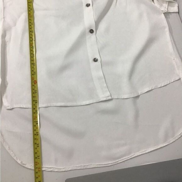 Free For Humanity White Satin Long Sleeve Skull Embellished Button Down Top Size - Picture 6 of 9